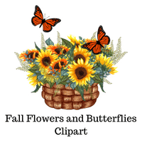 Fall Flowers and Butterflies Clipart Freebie
